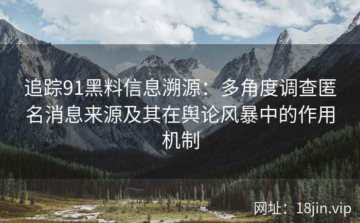 追踪91黑料信息溯源：多角度调查匿名消息来源及其在舆论风暴中的作用机制