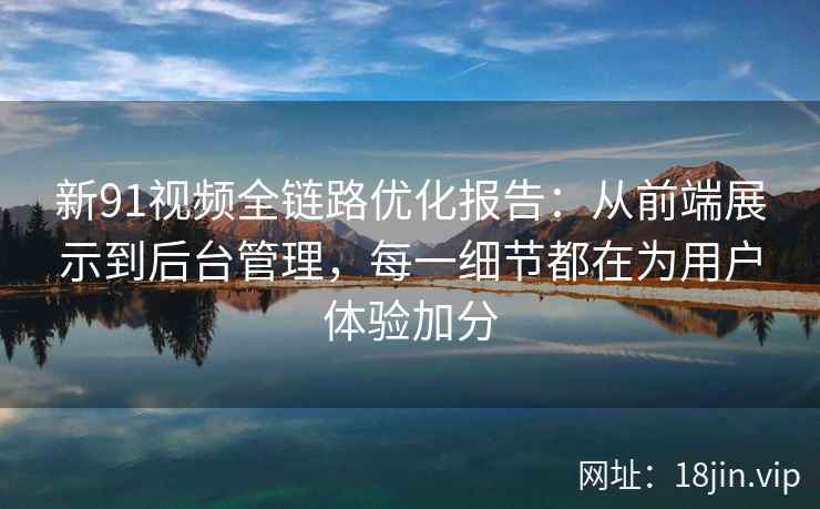 新91视频全链路优化报告：从前端展示到后台管理，每一细节都在为用户体验加分